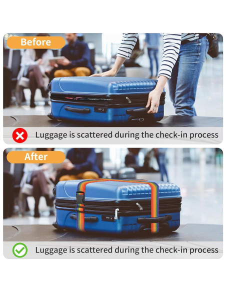 Correas de Equipaje BILIONE 4 Pcs 2 cm x 1.98 m Neón