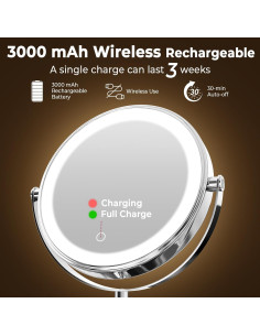 Espejo de Maquillaje Iluminado CONLWIN 22.86 cm Doble Cara 1X/10X 2