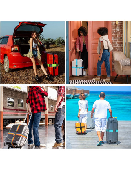 Correas de Equipaje BILIONE 4 Pcs 2 cm x 1.98 m Neón