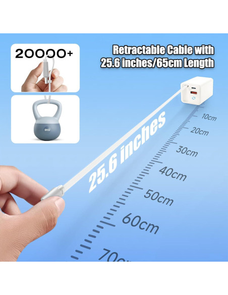 Cargador USB C Retráctil 65W Gan para iPad y Smartphones