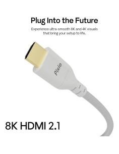 Cable HDMI 2.1 Pixio Blanco 3.05 m Ultra Alta Velocidad 8K 2