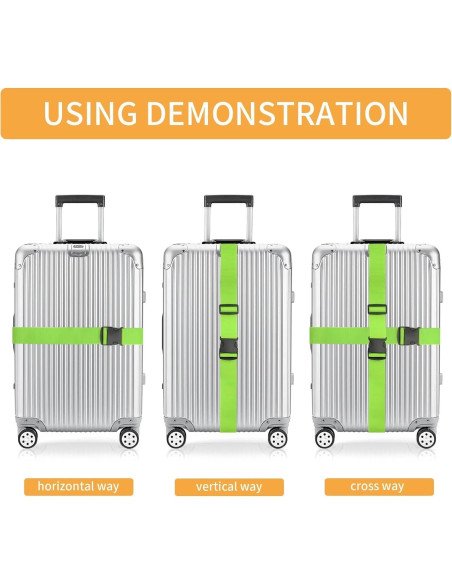 Correas de Equipaje BILIONE 4 Pcs 2 cm x 1.98 m Neón