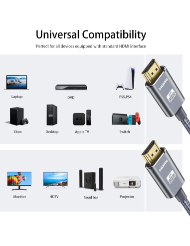 Cable HDMI 4K 15M Leadstar Alta Velocidad 2.0 Trenzado