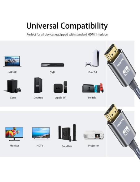 Cable HDMI 4K 15M Leadstar Alta Velocidad 2.0 Trenzado