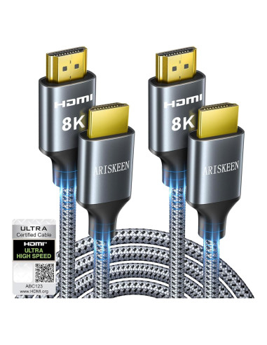 Cable HDMI 8K ARISKEEN 1.83m 2-Pack Alta Velocidad 48Gbps