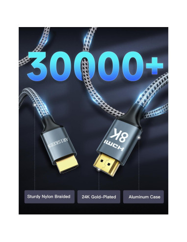 Cable HDMI 8K ARISKEEN 1.83m 2-Pack Alta Velocidad 48Gbps