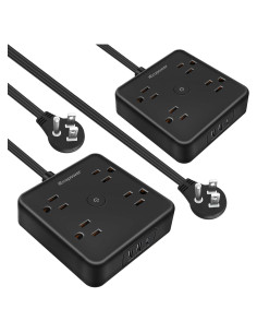 Paquete de 2 Regletas de Enchufe Planas IECOPOWER 6FT 4 Salidas