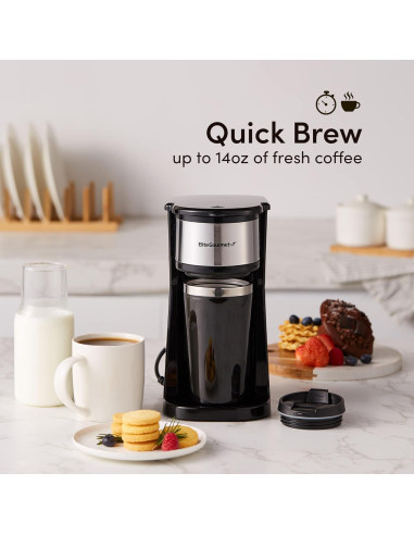 Cafetera Compacta Elite Gourmet EHC112 600W 14Oz Acero Inoxidable