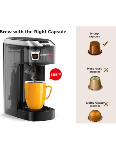 Cafetera de Una Sola Porción Bonsenkitchen CM3302 Plata 177-414ml