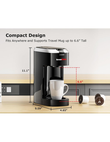 Cafetera de Una Sola Porción Bonsenkitchen CM3302 Plata 177-414ml