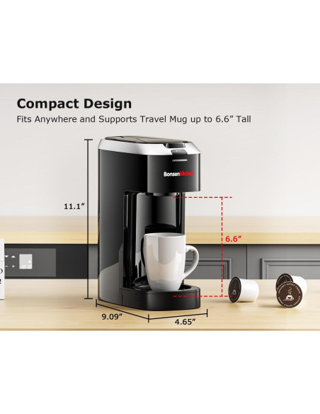 Cafetera de Una Sola Porción Bonsenkitchen CM3302 Plata 177-414ml