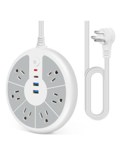 Regleta de Poder GLCONN 6 Salidas AC y 3 Puertos USB Carga Rápida