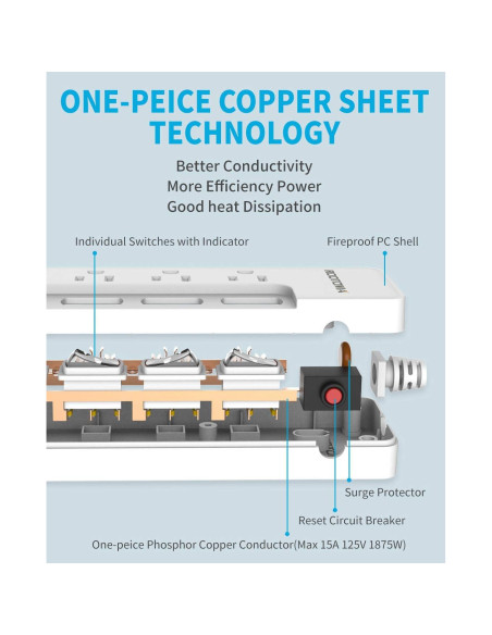 Regleta de Protección ROOTOMA 6 Salidas 1.8m Interruptores Regleta de Protección ROOTOMA 6 Salidas 1.8m Interruptores