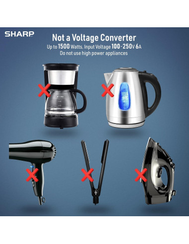 Adaptador de Viaje Universal SHARP con 4 Puertos USB - Negro