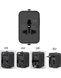 Adaptador de Viaje Universal Vishui 2025 con Puertos USB-A y Tipo-C 2