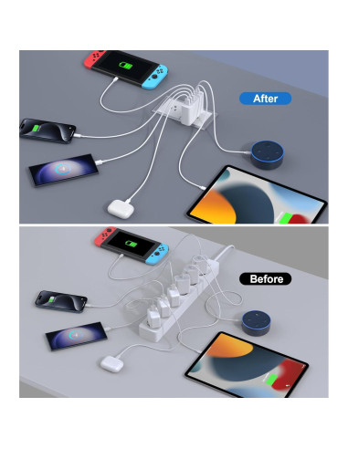 Cargador USB C 100W LCGENS 6 Puertos Carga Rápida