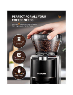 Molinillo de Café Eléctrico SHARDOR 35 Ajustes 2-12 Tazas 2