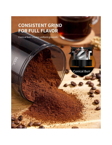 Molinillo de Café Eléctrico SHARDOR 35 Ajustes 2-12 Tazas