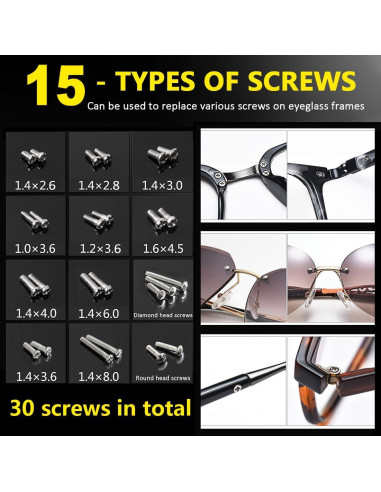 Kit de Reparación de Gafas PTSLKHN 2 en 1 con Tornillos