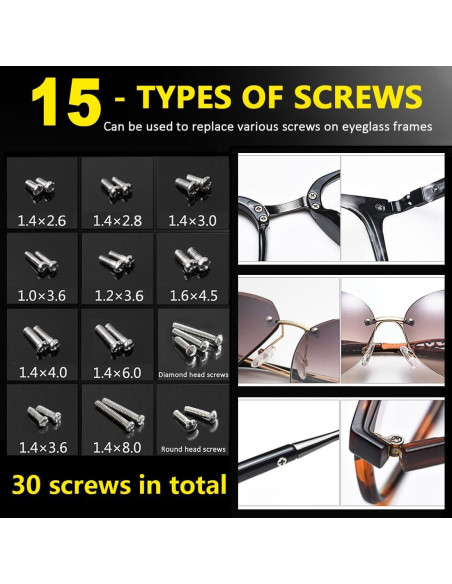 Kit de Reparación de Gafas PTSLKHN 2 en 1 con Tornillos