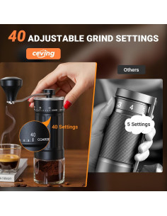 Molinillo de Café Manual CEVING 30g, 40 Configuraciones Ajustables 2