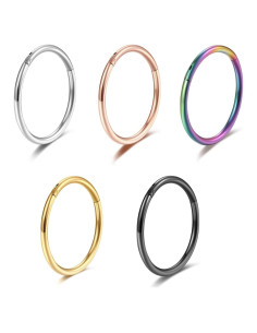 Set de 5 Aros Nasales Lantine Acero Quirúrgico 16G 6mm