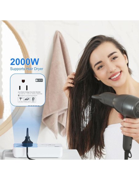 Convertidor de Voltaje 220V a 110V BESTEK 2000W con USB