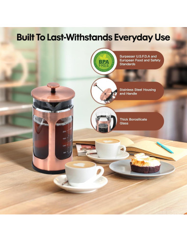 Prensa Francesa Panana 34oz Vidrio Borosilicato Cobre