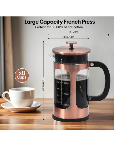 Prensa Francesa Panana 34oz Vidrio Borosilicato Cobre