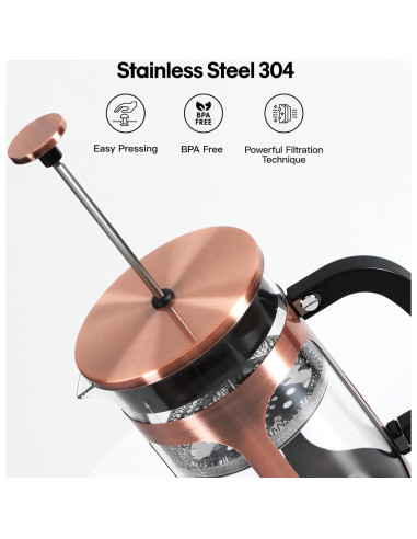 Prensa Francesa Panana 34oz Vidrio Borosilicato Cobre