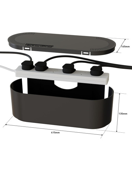 Caja de Organización de Cables D-Line Grande Negra 415x165x135mm