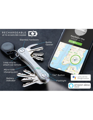KeySmart Pro - Organizador de Llaves Inteligente con Bluetooth y Linterna LED