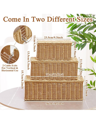 Caja de Gestión de Cables Marsui - 3 Piezas Ratán Sintético