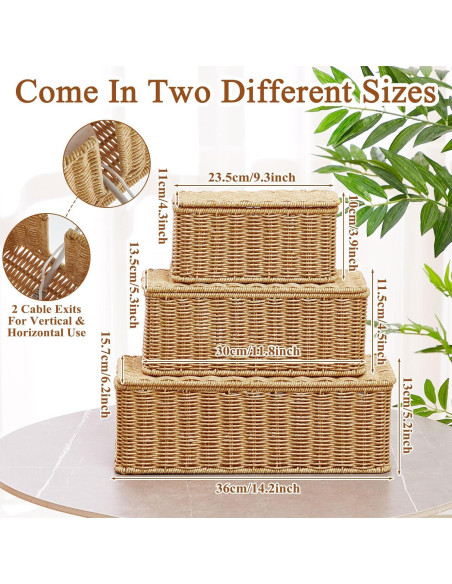 Caja de Gestión de Cables Marsui - 3 Piezas Ratán Sintético Caja de Gestión de Cables Marsui - 3 Piezas Ratán Sintético