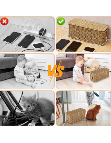 Caja de Gestión de Cables Marsui - 3 Piezas Ratán Sintético