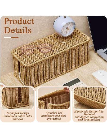 Caja de Gestión de Cables Marsui - 3 Piezas Ratán Sintético Caja de Gestión de Cables Marsui - 3 Piezas Ratán Sintético