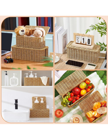 Caja de Gestión de Cables Marsui - 3 Piezas Ratán Sintético