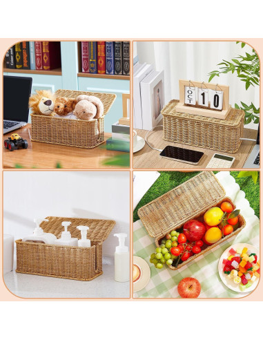 Caja Organizadora de Cables Marsui 2 Pcs Ratán Sintético 30x12.7x11 cm