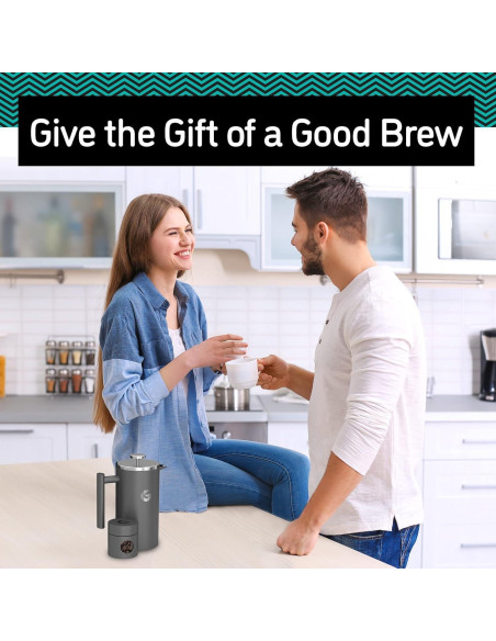 Cafetera Prensa Francesa Coffee Gator 1L Acero Inoxidable Gris