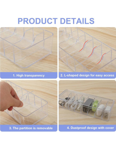 Caja organizadora de cables transparente PEUTIER 4 piezas 26.5x9.5x6cm