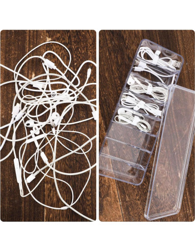 Caja organizadora de cables transparente PEUTIER 4 piezas 26.5x9.5x6cm