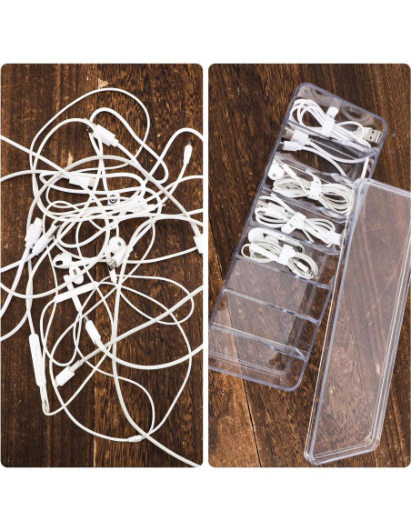 Caja organizadora de cables transparente PEUTIER 4 piezas 26.5x9.5x6cm Caja organizadora de cables transparente PEUTIER 4 piezas 26.5x9.5x6cm