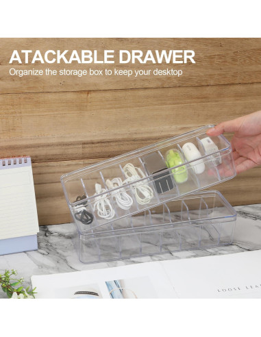 Caja organizadora de cables transparente PEUTIER 4 piezas 26.5x9.5x6cm