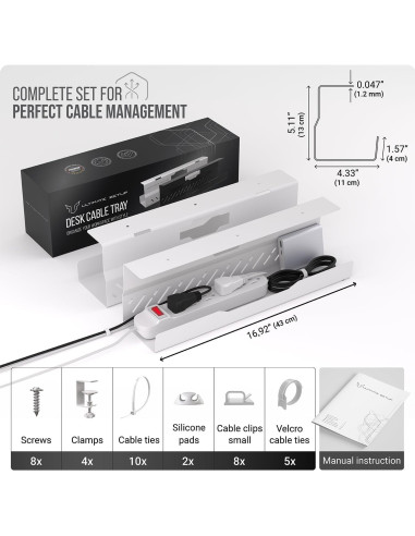 Bandeja de gestión de cables Ultimate Setup - 2 piezas - Blanco