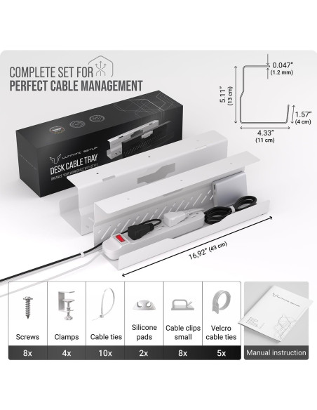 Bandeja de gestión de cables Ultimate Setup - 2 piezas - Blanco Bandeja de gestión de cables Ultimate Setup - 2 piezas - Blanco