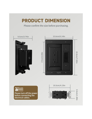 Kit de gestión de cables para TV HAPYTHDA negro 19.9x15.6 cm