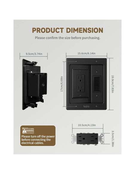 Kit de gestión de cables para TV HAPYTHDA negro 19.9x15.6 cm