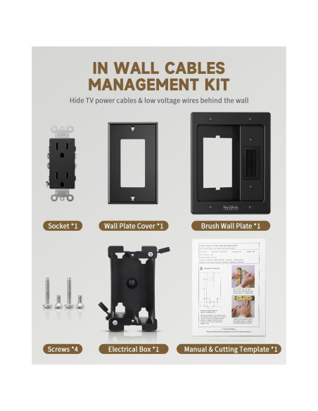 Kit de gestión de cables para TV HAPYTHDA negro 19.9x15.6 cm