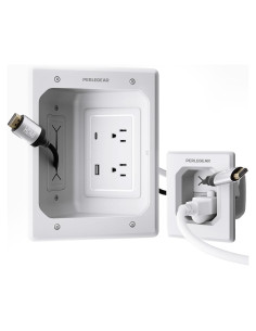 Ocultador de Cables para TV Perlegear PGWH03W, 2 Salidas CA y USB