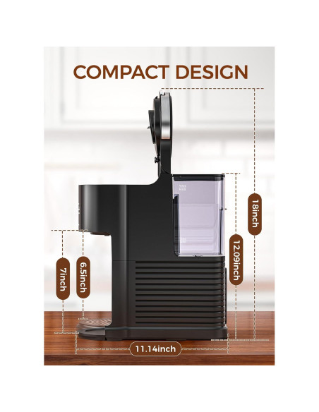 Cafetera COWSAR CM3729E-BLACK 2 en 1 para cápsulas y café molido